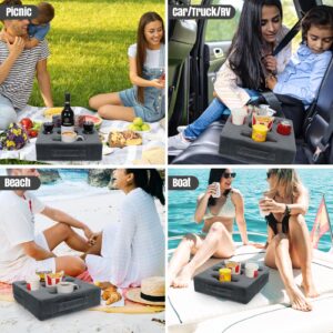 STBoo Couch Cup Holder Pillow - Sofa Drink Cup Holder Cozy Buddy | Bed Caddy Organizer Holds Remote, Snacks, Phones, Tablet | Waterproof Anti-Spill Sofa Beverage Tray for Car, Beach, RV, Boat (Grey)