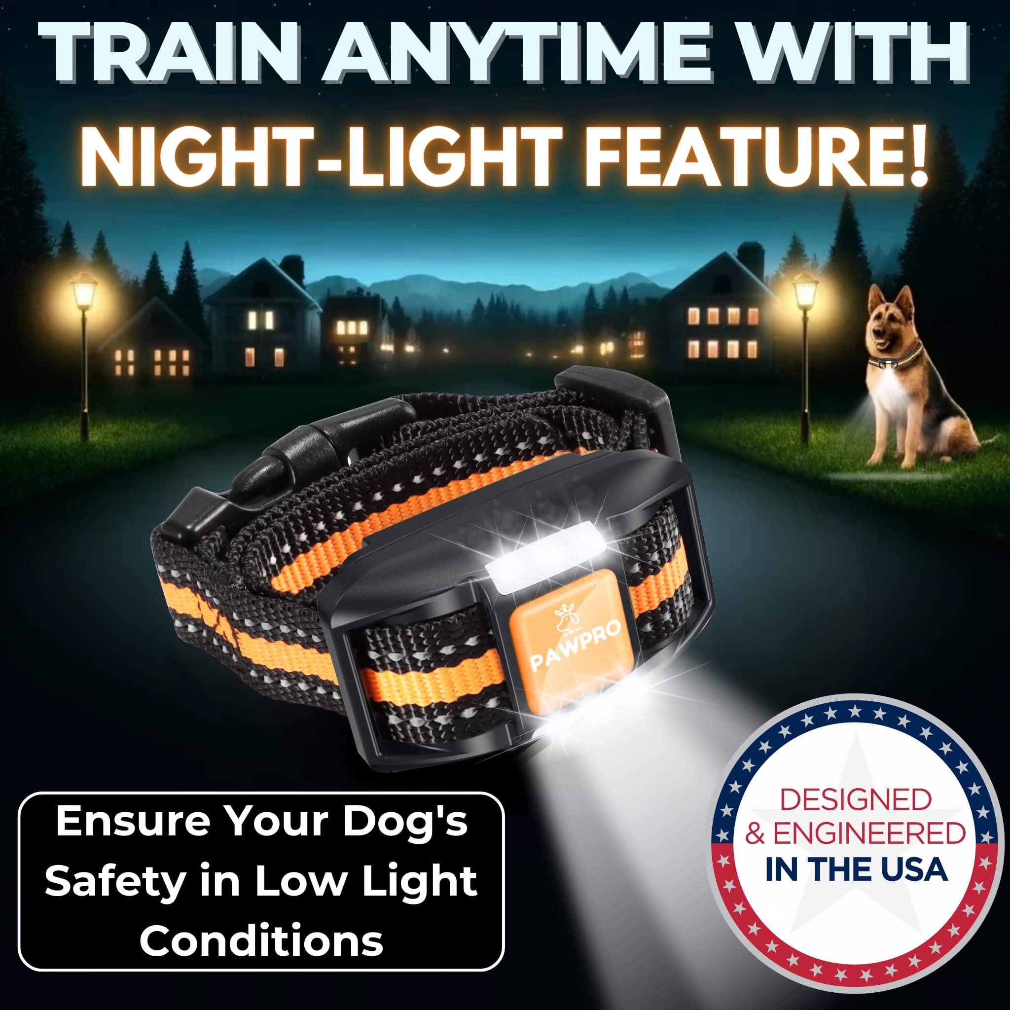 Dog Shock Collar with Remote, Unmatched 4-Mile Range, Night-Light Mode, Training Guide Included, 124 Training Levels & 4 Modes, Beep Vibration Shock, Waterproof Rechargeable, Fits All Dogs, US Tech