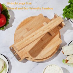 Pamctry Bamboo Tortilla Press Maker - 10 Inch Diameter, Perfect for Homemade Mexican Tortillas with 50 Parchment Paper Included…