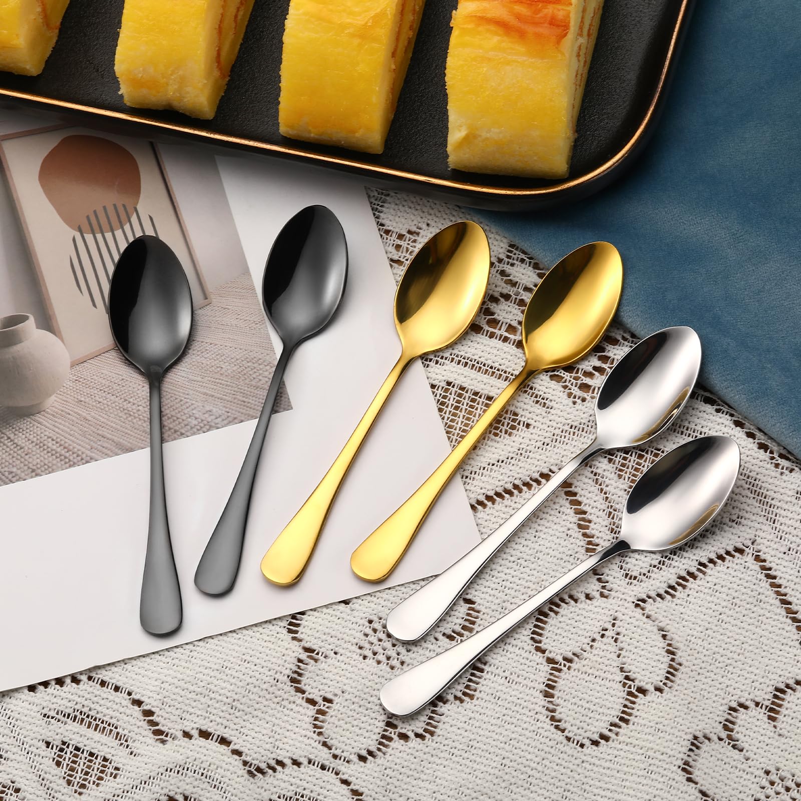 12 Pcs Demitasse Espresso Spoons Set, 4.7" Mini Coffee Spoons, Tiny Spoons, Stainless Steel Small Spoons for Dessert, Appetizer, Small Sugar Spoons, Dishwasher Safe