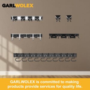 GARLWOLEX Mop and Broom Holder Wall Mount 2 Pack - X-Shaped Mop Hooks with 1 Rack & 3 Mini Hooks, Wall Mounted Holder for Broom, Mop, Laundry Room, Garage Organization, Easy to Install