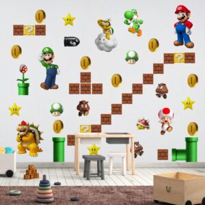 DEKOSH Super Mario Wall Decals - Complete Set of Large Mario Bros Build a Scene Peel & Stick Wall Stickers