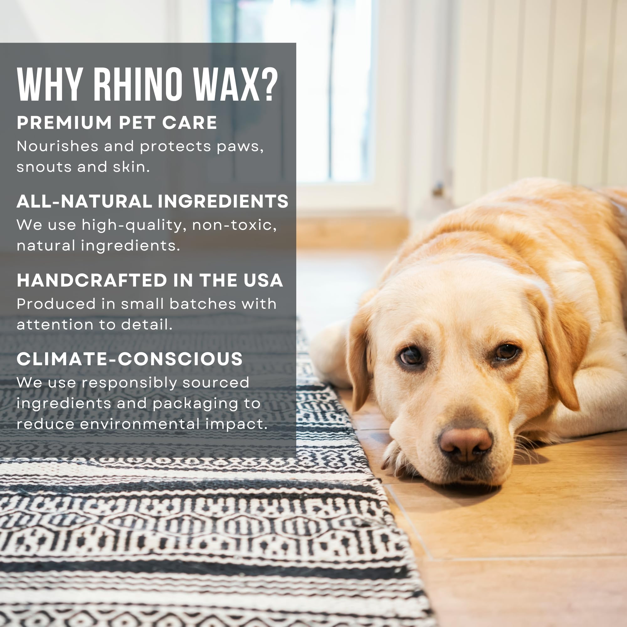 Rhino Wax - Dog Care Kit - Healing Dog Paw Pad Balm + Snout Soother for Dogs + Skin Soother - Relieves Pain, Nourishes and Heals - For Dry, Irritated Paws, Noses and Skin - Lick-Safe - Made in the USA