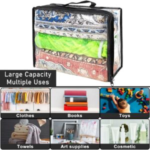 Hlimior 10 Pcs Extra Large Clear Travel Packing Cube，16 x 12 x 4 Clear Vinyl Zippered Storage Bags See Through Moving Bag Plastic Storage Bags PVC Multipurpose Pouch with Handle for clothing Storage