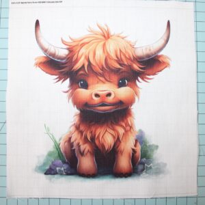 Fabric Panel 8"x8" Baby Highland Cow 100% Cotton Quilting Panel Square H333