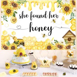 Wonmelody Bee Bridal Shower Decorations Backdrop She Found Her Honey Backdrop Banner Bride to Bee Bridal Shower Decorations Photo Background Meant to Bee Bachelorette Decors for Bee Themed Engagement