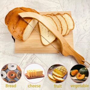 DJKMJT Bread Slicer,Bread knife for Homemade Bread Cutter 15.8" Serrated Bread Bow Knife Sourdough Bread Knofe Fiddle Bow Bread Knife Bamboo Handle - Right Hand Bread Saw Slicer Knife