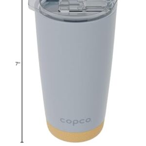 Copco Insulated Stainless Steel Travel Tumbler with Cork Bottom, 20oz, Double Wall, Leak-Proof BPA-Free Lid, Portable Reusable Travel Coffee Mug for Hot and Cold Beverages, Spill-Proof (Gray)