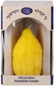 shalhevet light havdalah candle - etrog shaped | elegant jewish candle for havdalah | kosher wax, handcrafted design, long-burning | unique etrog candle for jewish traditions & shabbat end