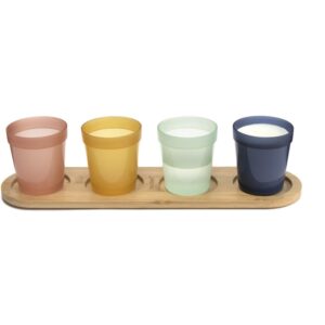 Truvalent Kitchen Countertop Cup Organizer | Wooden Cup Holder Dish for Kids & Families | Stylish Cup Spot for Counter | Durable Countertop Drink Holder (Holds 4 Cups)