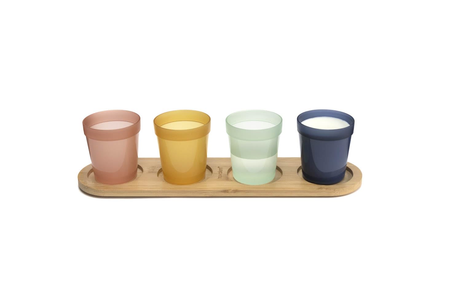 Truvalent Kitchen Countertop Cup Organizer | Wooden Cup Holder Dish for Kids & Families | Stylish Cup Spot for Counter | Durable Countertop Drink Holder (Holds 4 Cups)