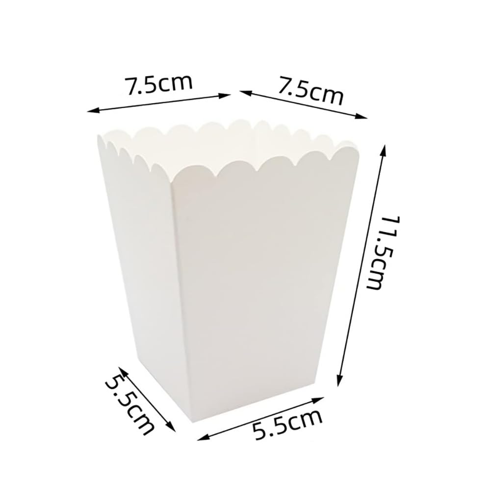 ccHuDE 24 Pcs Paper Popcorn Containers Boxes Tall Large Popcorn Bucket White Snack Box Cardboard Candy Boxes Popcorn Machine Accessories for Movie Night Favors