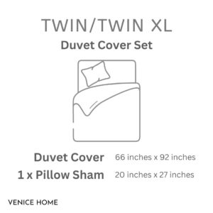 Venice Home 100% Cotton Jersey Duvet Cover Set - Extra Soft - Easy Fit - 3 Piece Set - All Season - Comfy - 3 pcs (Anthracite, Twin/Twin XL)