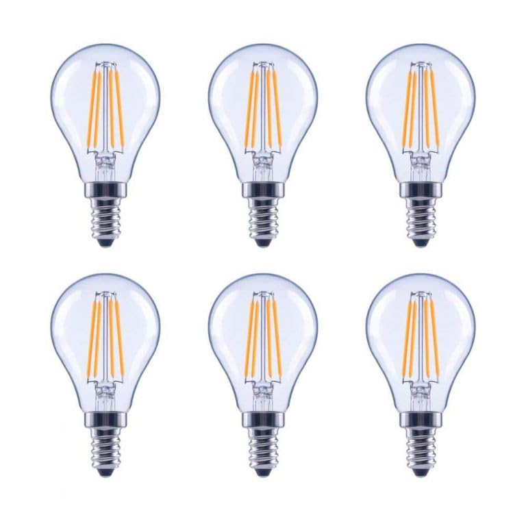 EcoSmart A15 LED Light Bulbs | Clear | Vintage Filament | 700 Lumens | 60W Equivalent | Candelabra E12 Base | Dimmable | Soft White (2700K) | Ideal for Ceiling Fans | 6-Pack