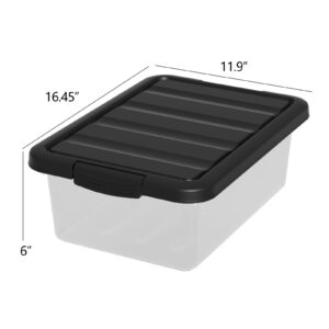 Buyitt 14 Quart Plastic Stackable Storage Bin, Basic Clear Storage Box with Black Lid (Pack of 2)