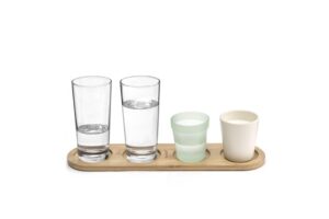 truvalent kitchen countertop cup organizer | wooden cup holder dish for kids & families | stylish cup spot for counter | durable countertop drink holder (holds 4 cups)