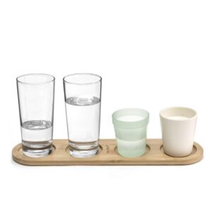 Truvalent Kitchen Countertop Cup Organizer | Wooden Cup Holder Dish for Kids & Families | Stylish Cup Spot for Counter | Durable Countertop Drink Holder (Holds 4 Cups)