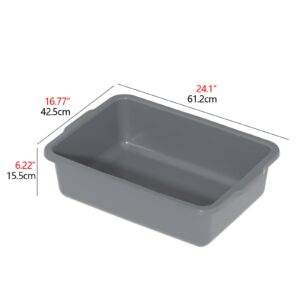 Melontray 32 L Large Commercial Bus Box, 4 Pack Plastic Bus Tubs for Restaurant, Gray