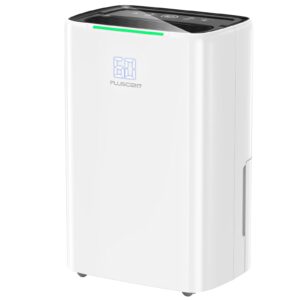 5000 sq.ft energy star dehumidifier for basement, pluscent 52 pints quiet dehumidifiers with drain hose for home large room bedroom, smart humidity control & monitor, 4 operation modes, 24h timer