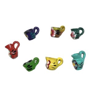 Generic JDProvisions 12 Pieces Miniature Mexican Mugs Jarritos Pottery Ceramic Mud Handpainted for Arts and Crafts Party Favor Decorations