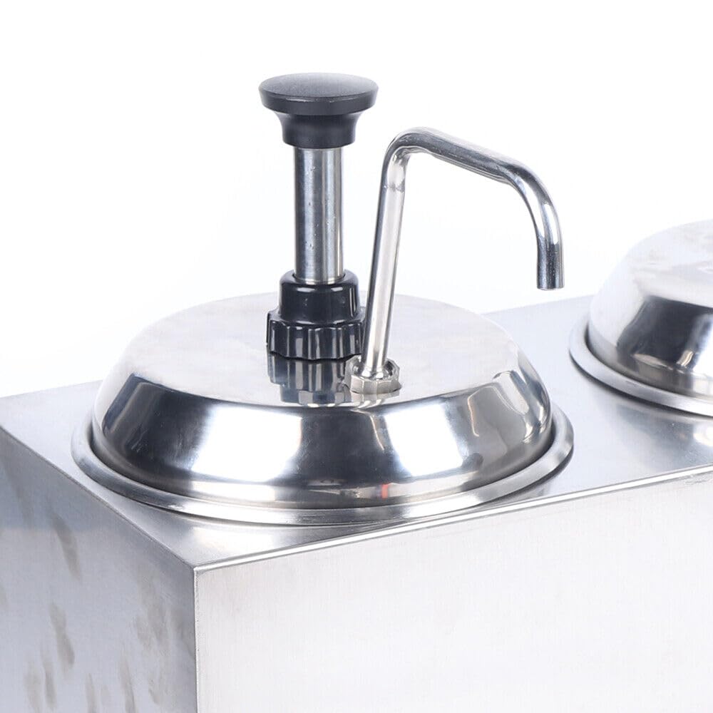 Electric Cheese Dispenser, 2l*2 Capacity Hot Fudge Warmer ，Cheese Dispenser Warmer with Pump ，Stainless Steel Hot Cheese Dispenser for melting melted butter, fudge, cheese, caramel, butter topping