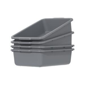 melontray 32 l large commercial bus box, 4 pack plastic bus tubs for restaurant, gray