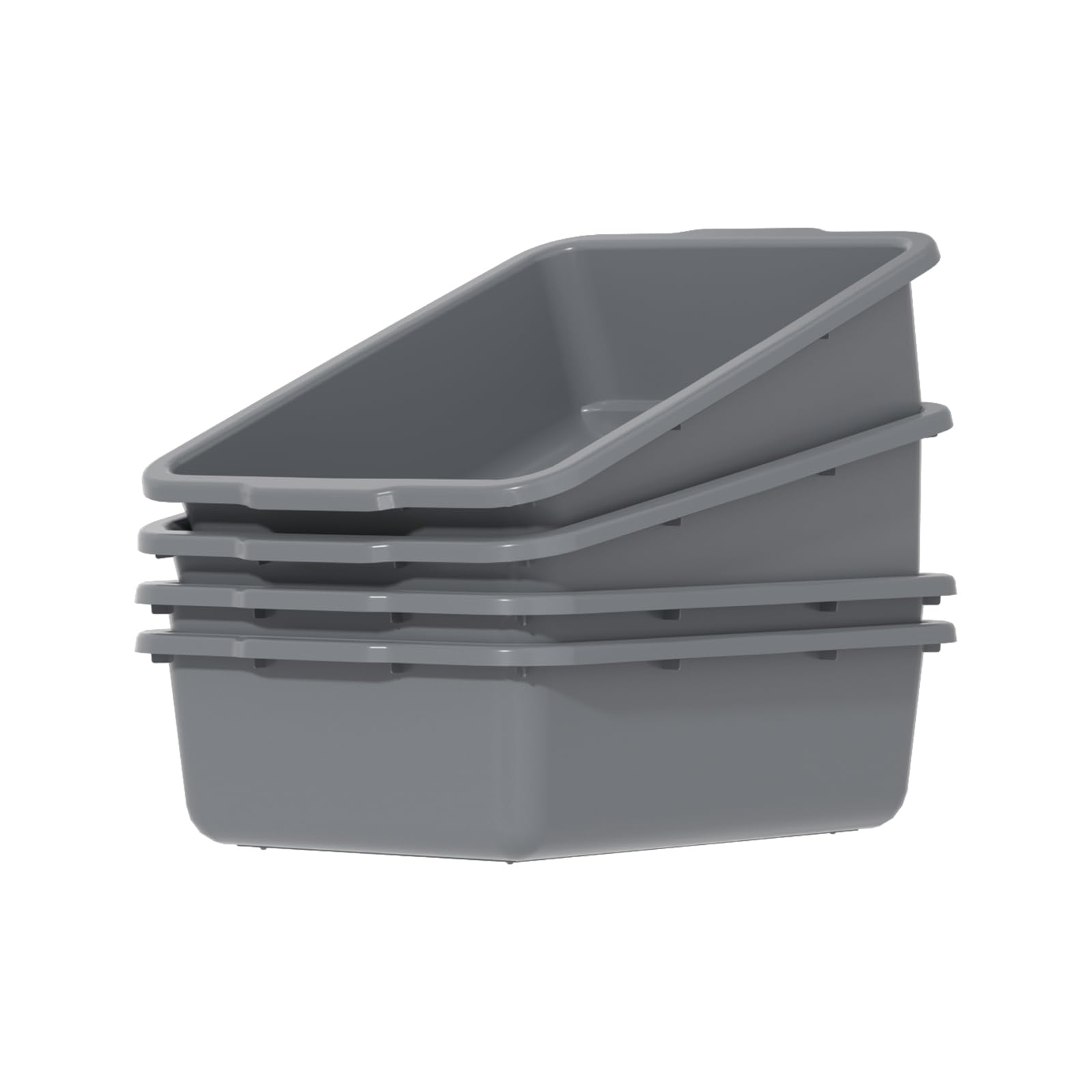 Melontray 32 L Large Commercial Bus Box, 4 Pack Plastic Bus Tubs for Restaurant, Gray