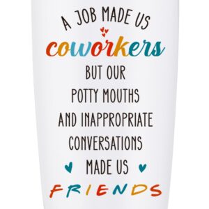 Work Besties Gifts for Women Coworker - Job Made Us Coworker, Funny, Going Away, Farewell, Leaving, Retirement, Friendship, Christmas Gift for Work Mom Bestie, 20 Oz Vacuum Insulated Tumbler