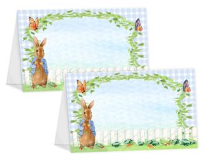 pop parties peter buffet cards place cards - 12 rabbit table tents - peter place cards - rabbit decorations - peter party decorations - rabbit party supplies -table tents blue