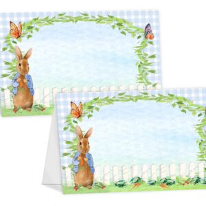 POP parties Peter Buffet Cards Place Cards - 12 Rabbit Table Tents - Peter Place Cards - Rabbit Decorations - Peter Party Decorations - Rabbit Party Supplies -Table Tents Blue