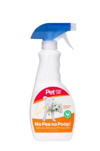 pet your pet no pee no poop dog potty training spray, 16 fl oz – non-toxic dog spray to prevent peeing and pooping – natural no marking scent spray - stops dogs peeing indoors/outdoors