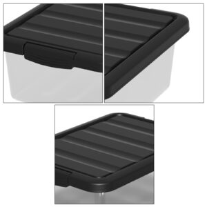 Buyitt 14 Quart Plastic Stackable Storage Bin, Basic Clear Storage Box with Black Lid (Pack of 2)