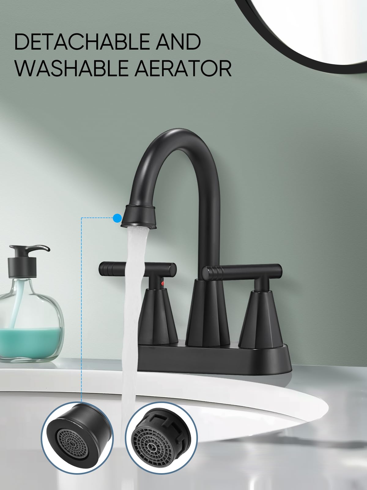 Cobbe Black Bathroom Faucets 3 Hole, 4 Inch Bathroom Sink Faucet with Pop Up Drain and 2 Supply Hoses, 2 Handle Centerset Bathroom Faucet for Sink Vanity, Matte Black