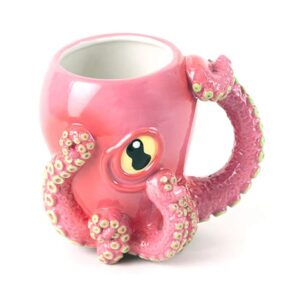 gldogo 3d pink octopus ceramic mug,novel handmade octopus shaped statue cup,festivals or birthday gifts for coffee and milk tea enthusiasts