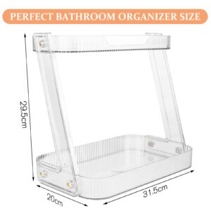 Happnear Bathroom Organizer Countertop, 2 Tier Countertop Organizer for Bathroom Counter, Bathroom Counter Organizer for Vanity Perfume Tray, Cosmetics Skincare Storage, (White)