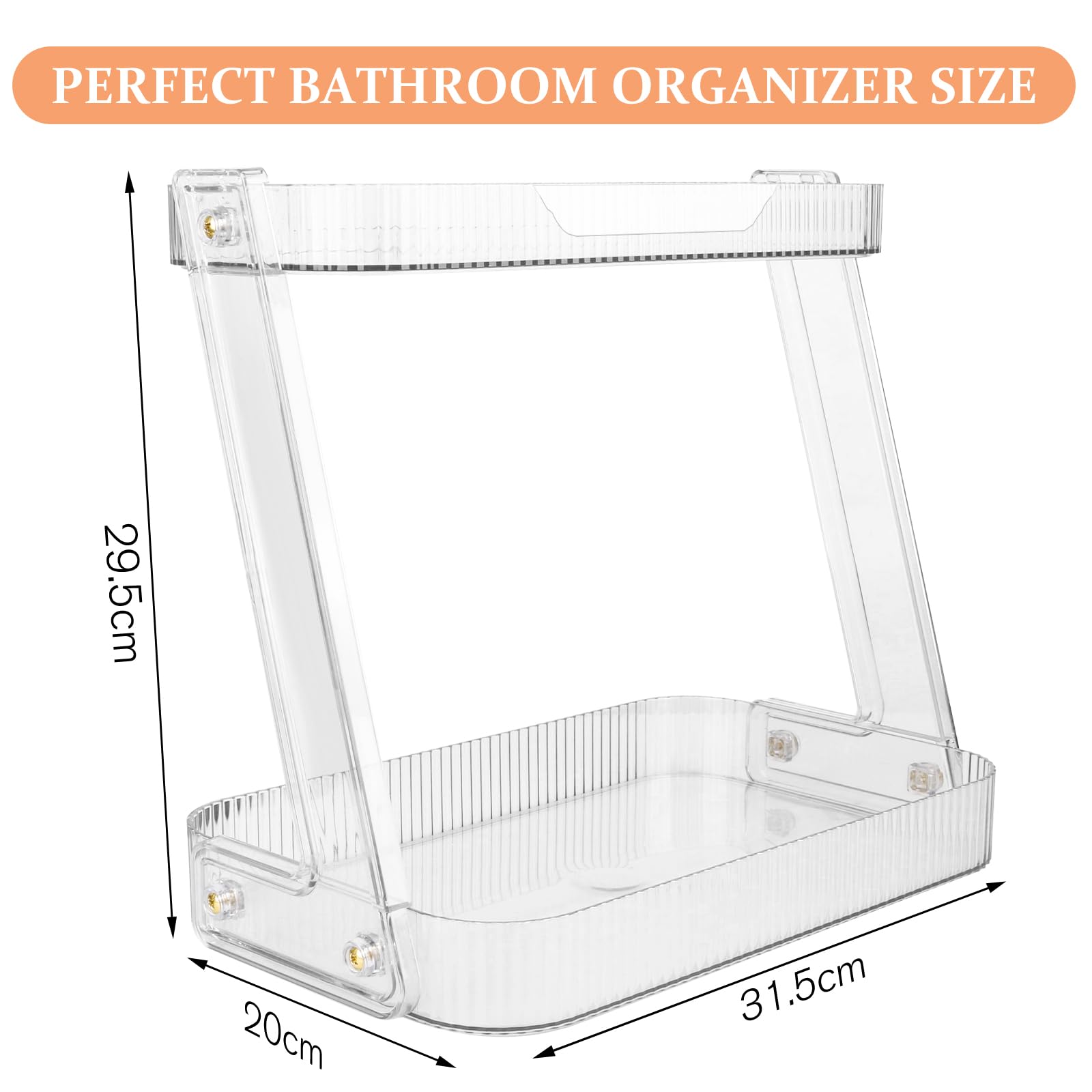 Happnear Bathroom Organizer Countertop, 2 Tier Countertop Organizer for Bathroom Counter, Bathroom Counter Organizer for Vanity Perfume Tray, Cosmetics Skincare Storage, (White)