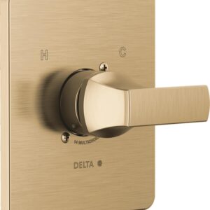 Delta Faucet Velum 14 Series Single-Function Gold Shower Valve Trim Kit, Shower Handle, Delta Shower Trim Kit, Champagne Bronze T14037-CZ (Valve Not Included)