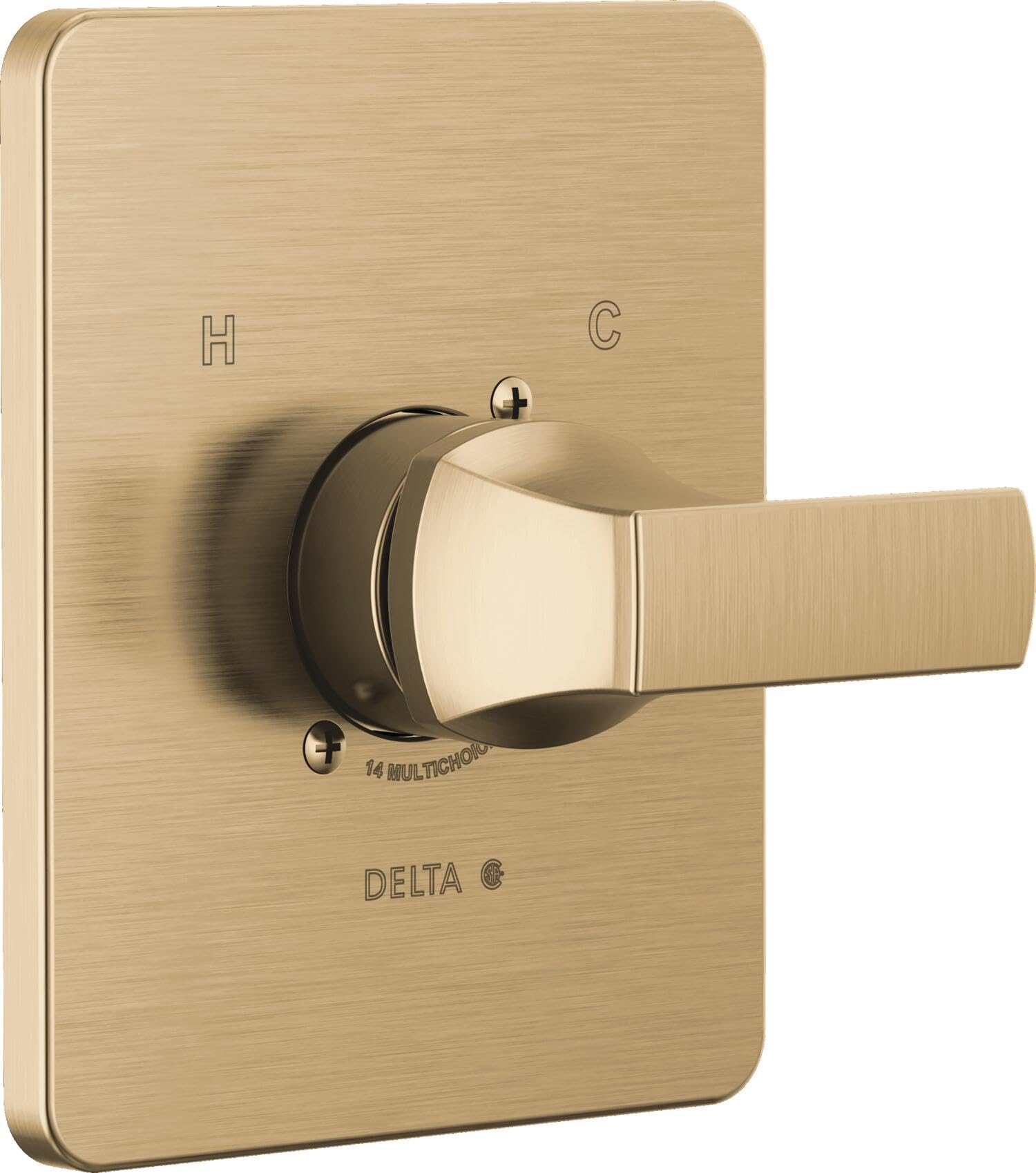 Delta Faucet Velum 14 Series Single-Function Gold Shower Valve Trim Kit, Shower Handle, Delta Shower Trim Kit, Champagne Bronze T14037-CZ (Valve Not Included)