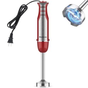 blackcow immersion blender handheld,800w powerful electric hand blender with 6-speed&turbo,electric mixer handheld for kitchen,smoothie,soup,baby food,puree,drinks,rosered