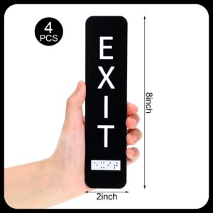 Tandefio 4 Pcs Vertical Exit Sign with Braille 8x2 Inch Exit Signs for Business Ada-compliant Braille and Raised Letters Ada Exit Sign with Adhesive Mounting Strips for Indoor Outdoor