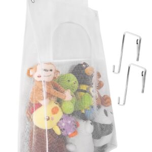 ALYER Hanging Mesh Laundry Hamper with Big Opening,Over The Door Toy Storage Bag with Bottom Zipper,Two Hanging Options Available(White)