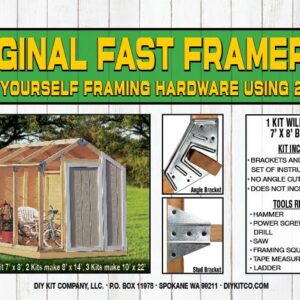 Storage Shed. Build Your Own Shed. DIY Shed Kit. The Original Fast Framer Shed Bracket Kit. Includes Brackets and Complete Set of Plans. Expandable with Multiple Kits. Made in The USA. No Angled Cuts