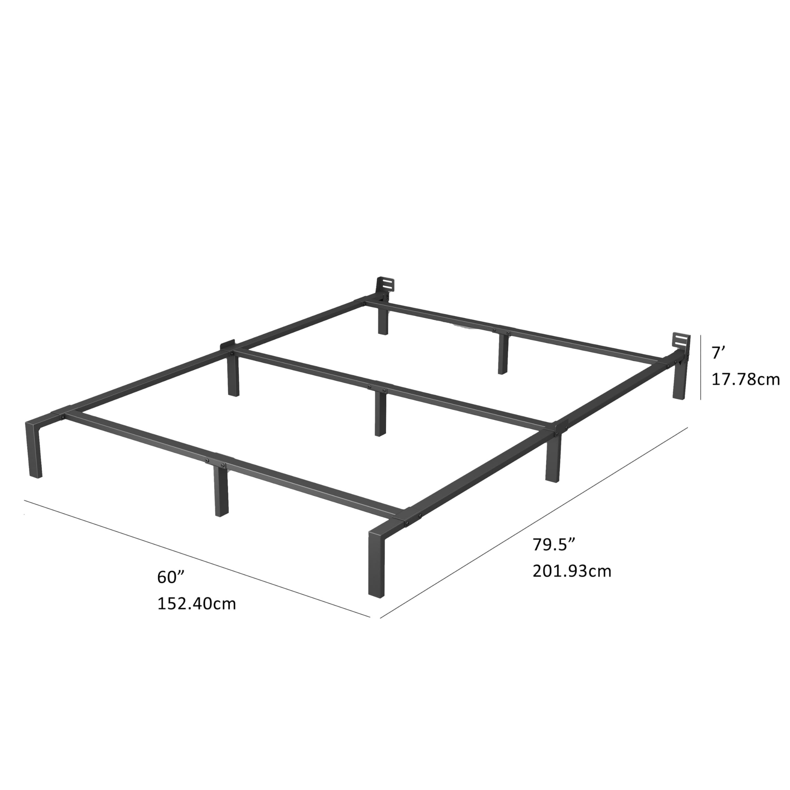 HUAXIN LUCKY Metal Bed Frame / 7 Inch Queen Support Bed Frame for Box Spring and Mattress, Heavy Duty Bed Base, Noise Free Platform Bed, Easy Assembly, Black