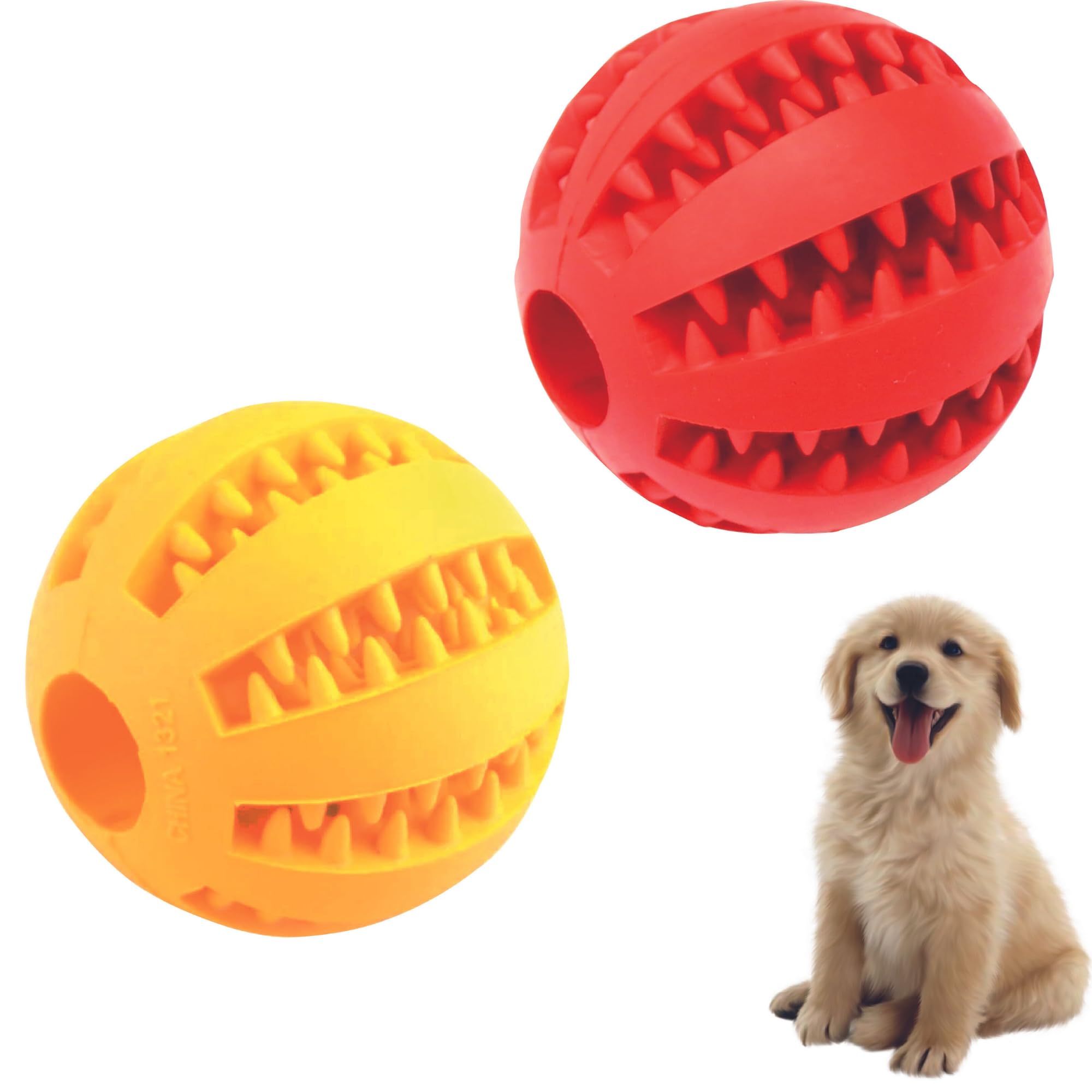 Puppy Teething Toys and Dog Chew Toys 2 Pack, Interactive Dog Puzzle Toys and Treat Dispensing Balls for Small Medium Large Dog and Puppy Dog Toys for Boredom Relief and Brain Stimulating IQ Training