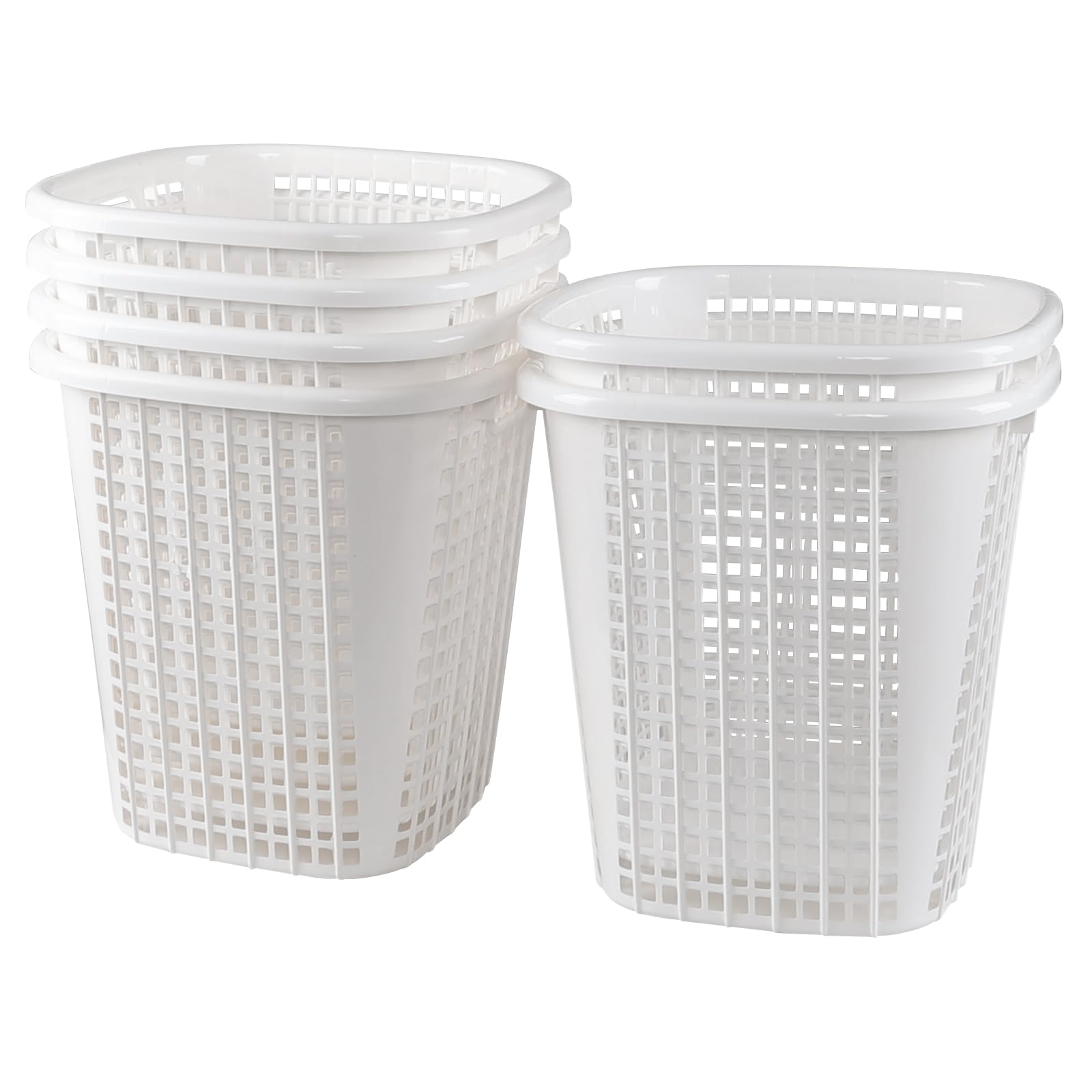 Ortodayes 6-Pack 50 L Large Laundry Baskets, Plastic Clothes Basket Laundry Hamper, White