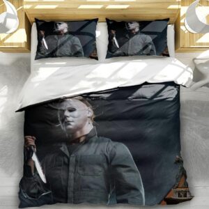 Anime Bedding 3 Piece (1 Duvet Cover + 2 Pillow Cases) Bedroom Decoration Soft, Comfortable and Breathable,Anime Horror Movie Bedding Sets (Twin 68x86in + 20x30in*2,07)