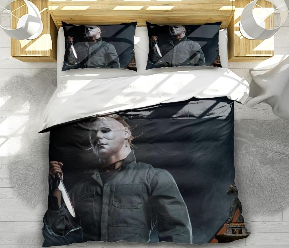 Anime Bedding 3 Piece (1 Duvet Cover + 2 Pillow Cases) Bedroom Decoration Soft, Comfortable and Breathable,Anime Horror Movie Bedding Sets (Twin 68x86in + 20x30in*2,07)