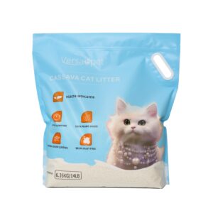 versapet cassava cat litter, 100% plant based, no dust, natural housebreaking, superb clumping, fragrance-free, strong odor control - 14lb