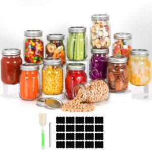 cakkvde mason jars 16 oz with lids and bands 15 pack, regular mouth food storage canning jars, clear glass jars for canning, fermenting, jam, honey, wedding favors, sauces, diy