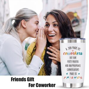 Work Besties Gifts for Women Coworker - Job Made Us Coworker, Funny, Going Away, Farewell, Leaving, Retirement, Friendship, Christmas Gift for Work Mom Bestie, 20 Oz Vacuum Insulated Tumbler